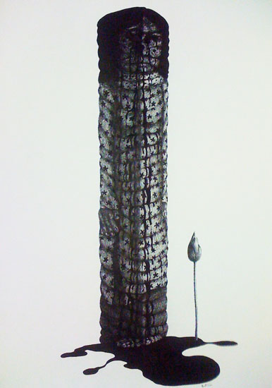 Pham Ngoc Duong- 1 woman 1 flower in ink