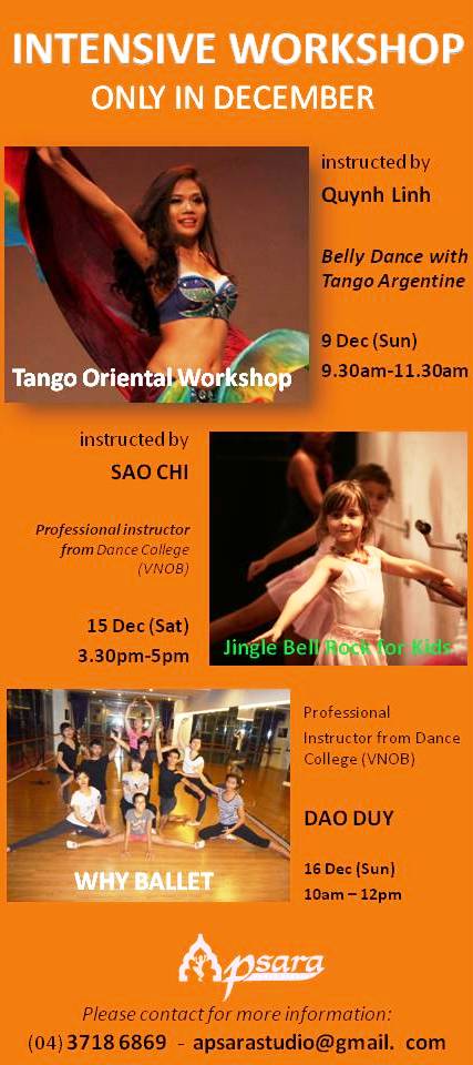 Dance Workshops in December-Aspara Dance Studio