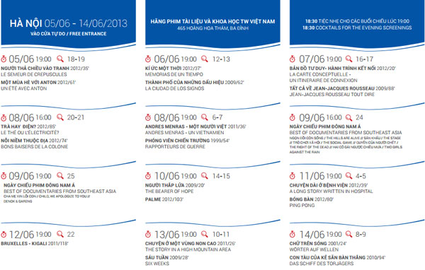 EU - Vietnam Documentary Schedule Hanoi