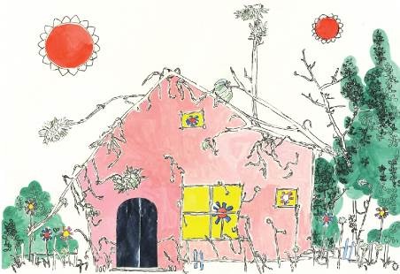 Ryoko Aoki fiction house (parts), 2009 pen, watercolor on paper, 42.0 x 94.6 cm