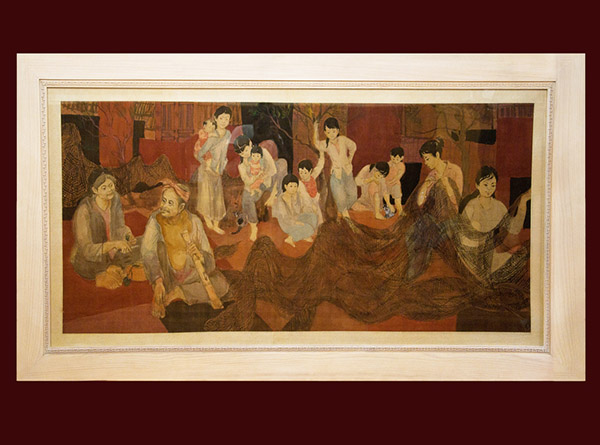 Fishing Village - -_ng Qu_ Khoa - Water color on silk-85x190cm-$5000