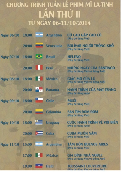 Latine American Film Week schedule