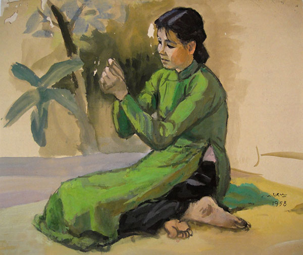 The studies of a woman threading the needle
