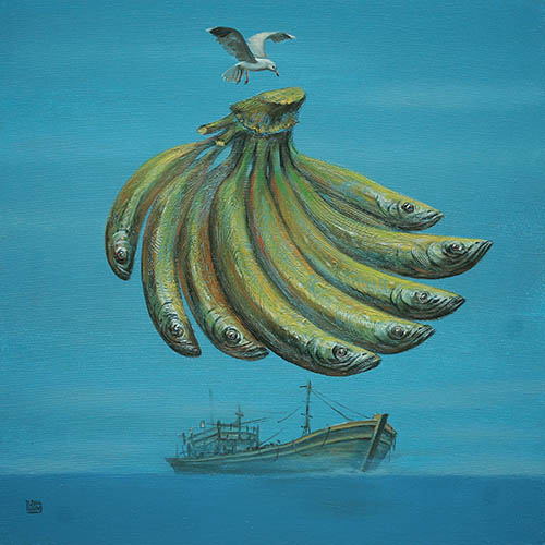 Tác phẩm “Quả Biển” của Phạm Huy Thông. Acrylic trên toan . 72cm x 72cm