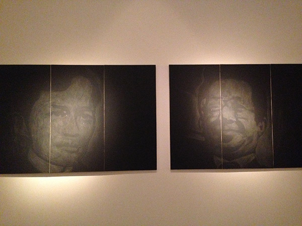 Alvin Zafra Artwork Pepe and Marcial Bonifacio 2008 Live Bullet on sandpaper, set of 3 panels 122 x 180 cm