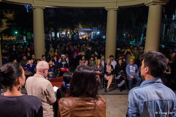 A glance of the crowd coming to the opening night on 3 Mar at Vietnam Fine Art Museum