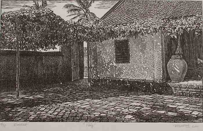 Sunlight (2014); woodcut print on Contrast Cream paper , 30cm x 50cm, edition 1/30, 1,000,000VND