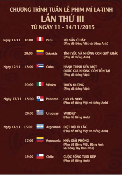 Latin America Film Week 2015-schedule