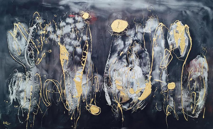 Dinh Quan, "Winter", 2015, lacquer, 120 x 196 cm