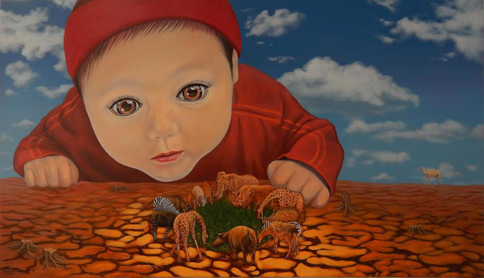 Nguyen Dinh Duy Quyen, "Last Meal", 2015, acrylic on canvas, 90 x 160 cm