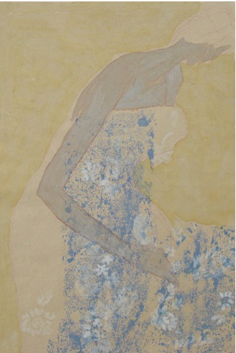 "Suy tư" (Thinking), water colour on Do paper, 40cm x 60cm, 2010
