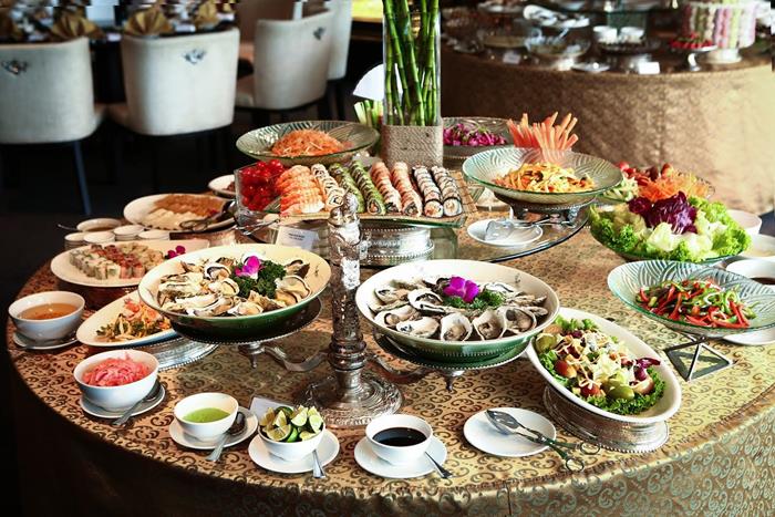 Fresh seafood and salads